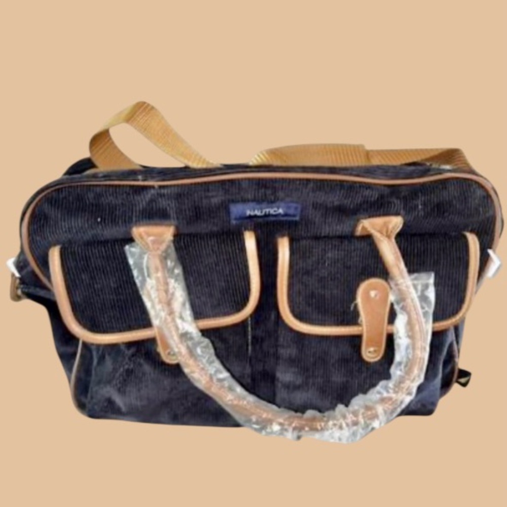 ⚓️ NEW! NAUTICA TRAVEL BAG! NAVY CORDUROY CARRY ON! UNISEX!!!!! - Picture 1 of 7